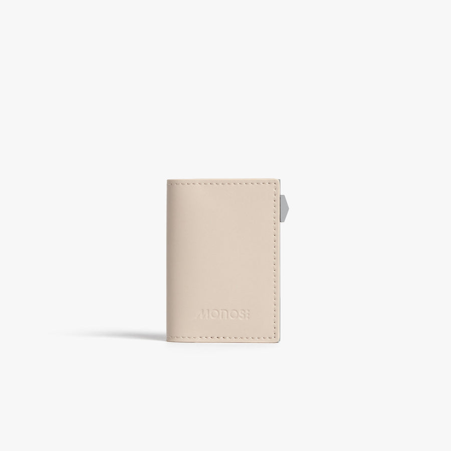 Ivory / Brushed Silver | Front view of Slim Wallet Pro in Ivory / Brushed Silver