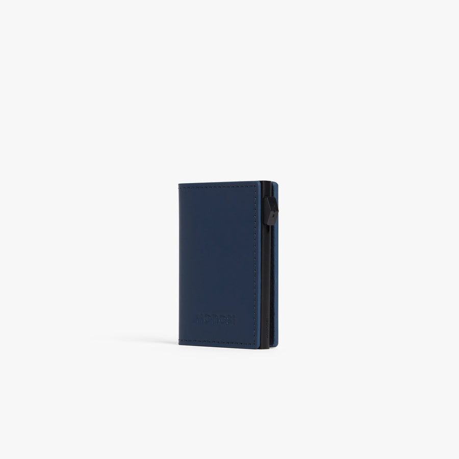 Oxford Blue / Black | Angled view of Slim Wallet Pro in Oxford Blue / Black